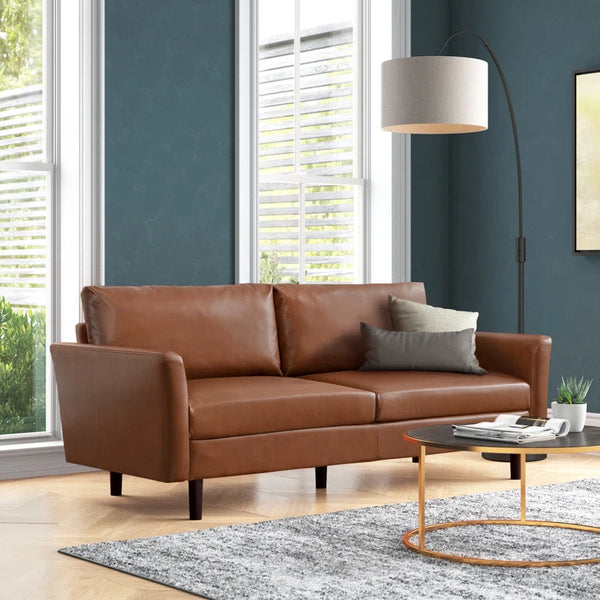 Vintage-Inspired Faux Leather Sofa