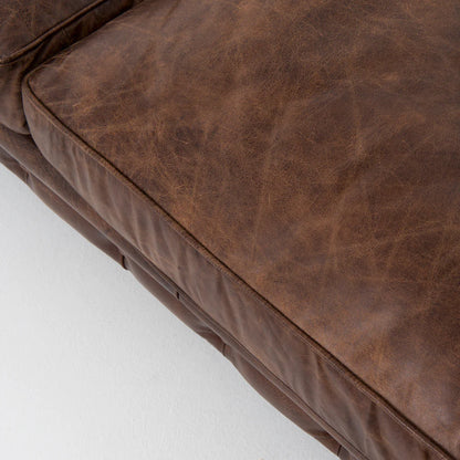 Chesterfield Style Leather Sofa in Cigar Brown Distressed Leather