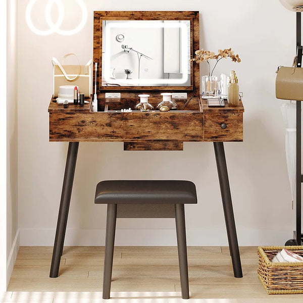 GlamSpace Makeup Vanity with Hidden Storage