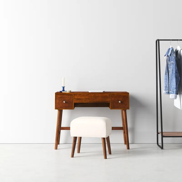 Mid-Century Charm Vanity Set with Flip-Top Mirror