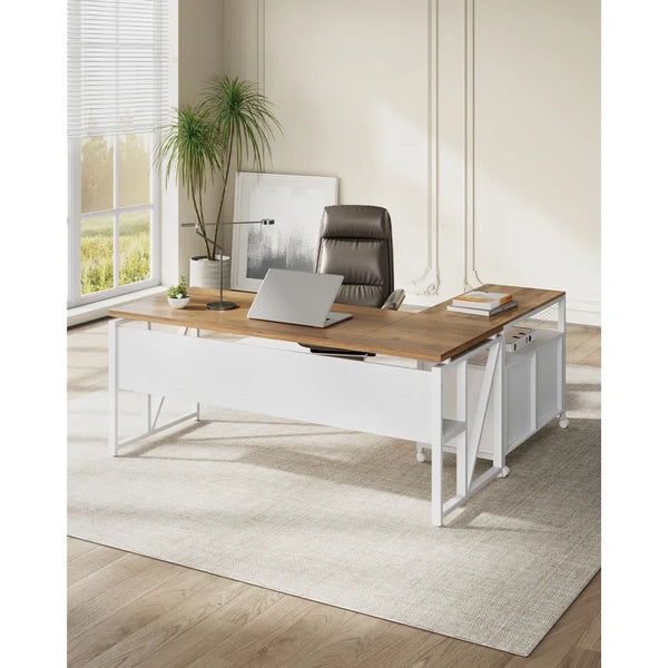 Modern Home Office Desk and Filing Cabinet Set