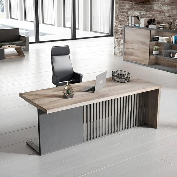 Modern Office Desk with Stainless Steel Base